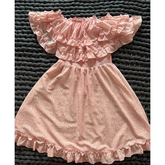 Pink Ruffled Mini Dress - Picture 1 of 5